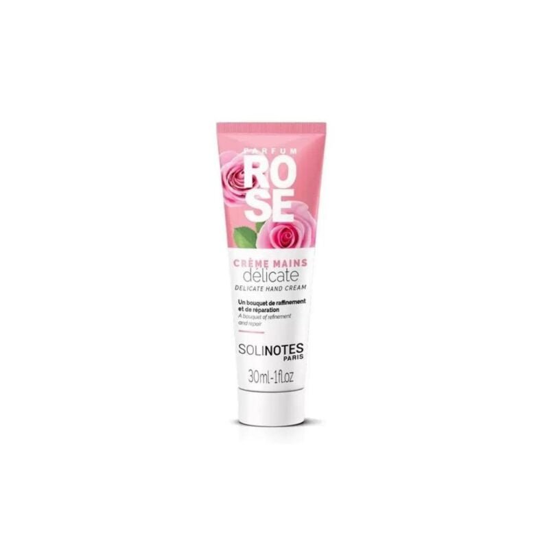 SOLINOTES PARFUM ROSE CREME MAINS DELICATE UN BOUQUET DE RAFFINEMENT ET DE REPARATION 30 ML