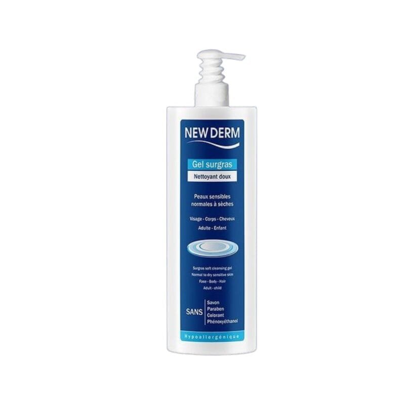 NEW DERM GEL SURGRAS NETTOYANT DOUX PEAUX SENSIBLES NORMALES A SECHES