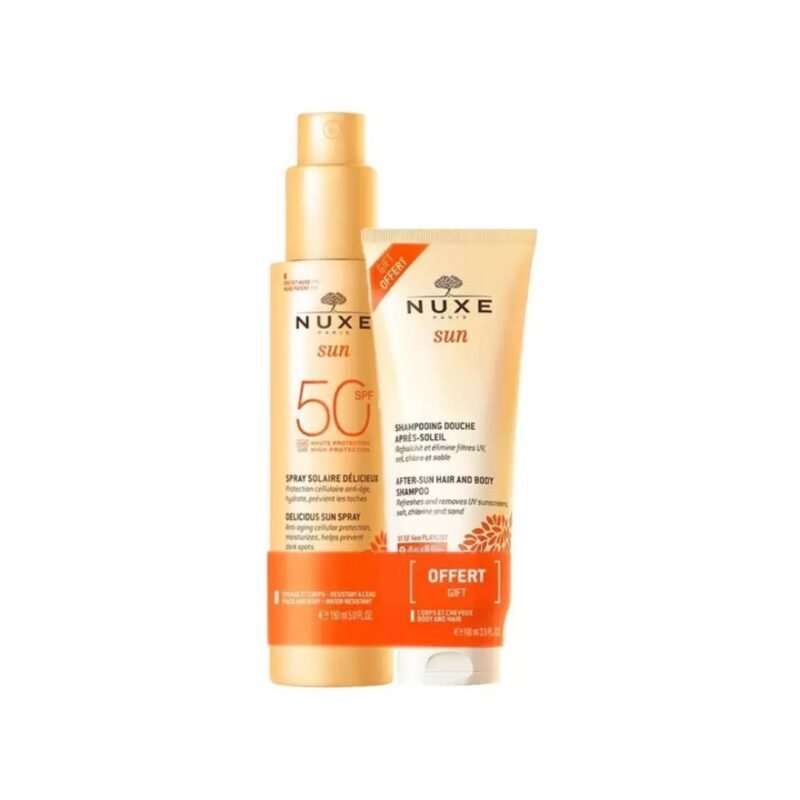 NUXE SUN- SPRAY SPF50 150ML + SHAMPOING ET GEL DOUCHE APRÈS SOLEIL 100ML