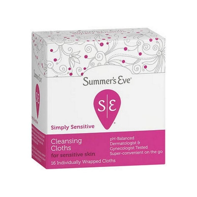 SUMMER’S EVE SIMPLY SENSITIVE CLEANSING CLOTHS 16 UNITE